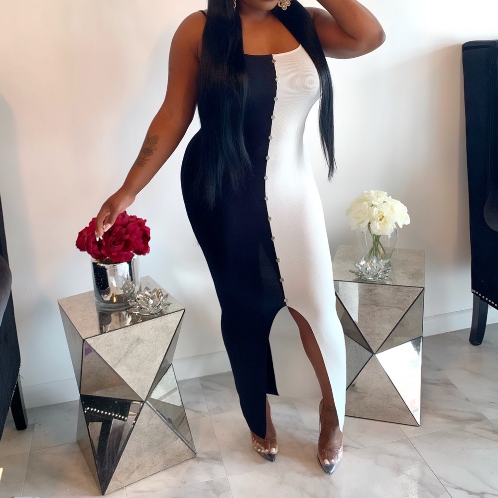 White and black dress